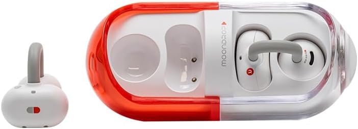 MoondropPill Open Ear Headphones OWS Hanging Earphones IPX4 Ear Clip Wireless Earbuds (Red)