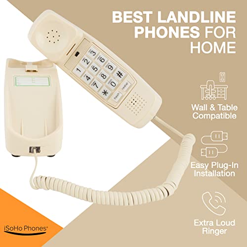 corded phones for seniors - Landline Phones for Home - Telephones for Hearing Impaired - Corded Phone for Seniors - Retro Phone - Improved Version of The 1965 Landline Phone - Analog Phone - Big Button, iSoHo Phones