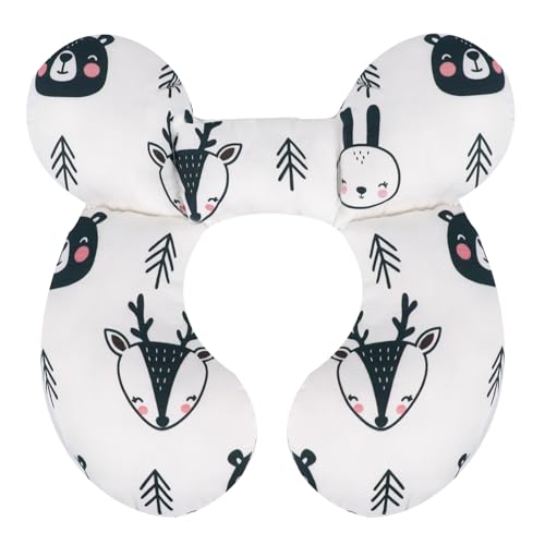 Image of KAKIBLIN Baby Travel Pillow, Upgraded Baby Neck Pillows for Car Seat, Infant Neck Support Pillow for Head and Neck,Newborn Head Support for Car Seat, Stroller, Pushchair(Black Bear)