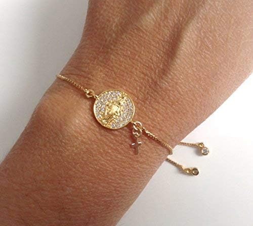 Our Lady of Grace Adjustable Chain Bracelet Virgin Mary Jewelry - Image 3