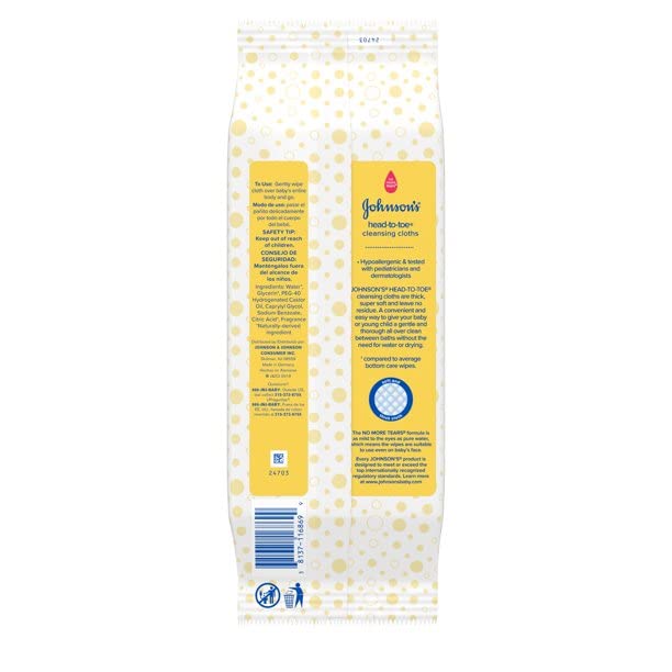 Image of Johnson & Johnson 117008 Head-to-Toe Cleansing Clothe, 15 Count(Pack of 6)