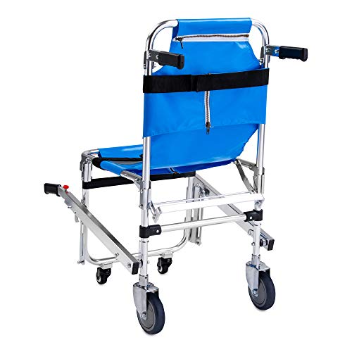 LINE2design Stair Chair 70010-BL EMS Emergency 4 Wheels Ambulance Firefighter Evacuation Medical Transport Chair with Patient Restraint Straps, 350 lbs Capacity, Blue 36″ x 21″ x 28″ - Thumbnail 3