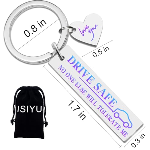 Image of isiyu Valentines Day Gifts for Him Men Boyfriend Husband Drive Safe I Love You Keychain Naughty Birthday Anniversary Sweetest Day Gift for Couples Be Safe Keychain