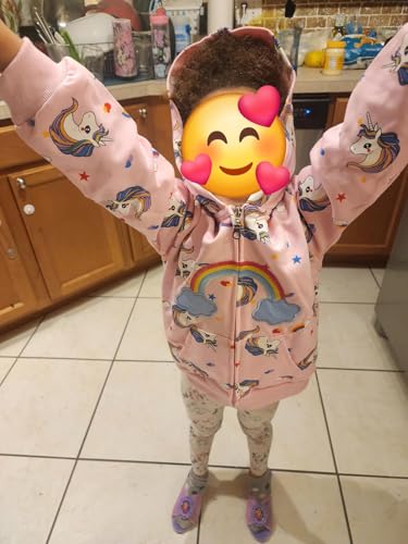 Popshion Baby Girls Zip up Rainbow Unicorn Sweatshirt Kids Winter Jacket Hooded Coats Hoodie Outerwear 2t /90
