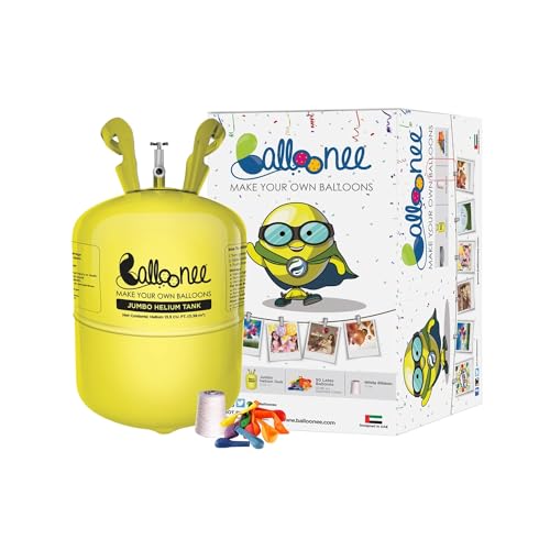 Balloonee Jumbo Disposable Helium Party Kit Helium Tank for Balloons At Home 13.5 Cu Ft Helium Balloon Pump Kit with 50 Assorted Latex Balloons Portable for Celebrations