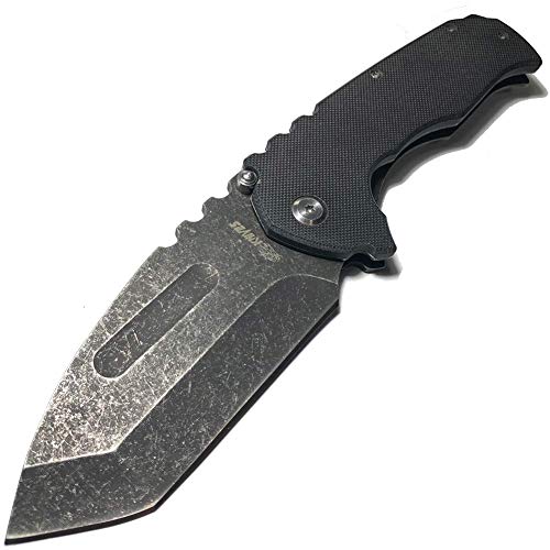 LANTERNSHARK Praetorian P Folding Tactical Knife，Pocket Tanto，Folding Cleaver Camping Knives with Black Blade 440 Stainless Steel G10 Handle for Outdoor Survival and EDC
