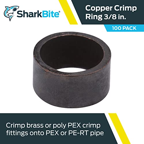 Image of SharkBite 3 /8 Inch Copper Crimp Rings, Pack of 100, PEX Pipe, PE-RT, 23101CP100