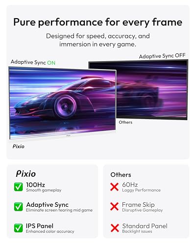 Image of Pixio PX275 Wave White 27 inch 100Hz Refresh Rate QHD 1440p Resolution IPS Panel 1ms MPRT Response Time Gaming Monitor with Adaptive Sync