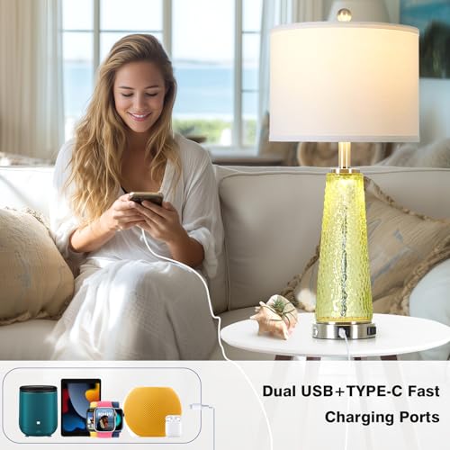 26" Tall Coastal Table Lamps for Living Room, Bedside Lamp for Nightstand - image 3