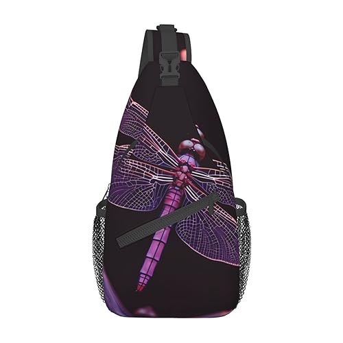 Sac à bandoulière libellule violette sac de poitrine noir taille unique