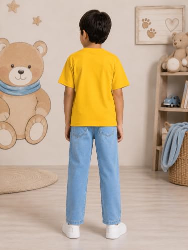 Image of KiddoPanti Boys Printed Co-Ords Set | 100% Cotton & Cottnon Spandex Woven | Drop Shoulder Tshirt with Jeans | Graphic Printed Design| Outerwear For Kids