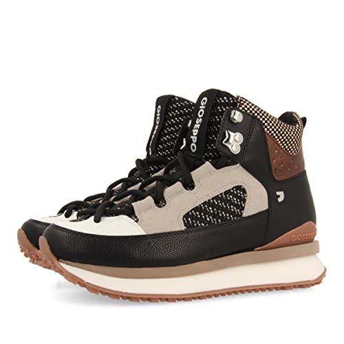 Sneakers Estilo botín de montaña Marrones Que combina Texturas y Piezas Blancas Negras y cobres para Mujer lustenau