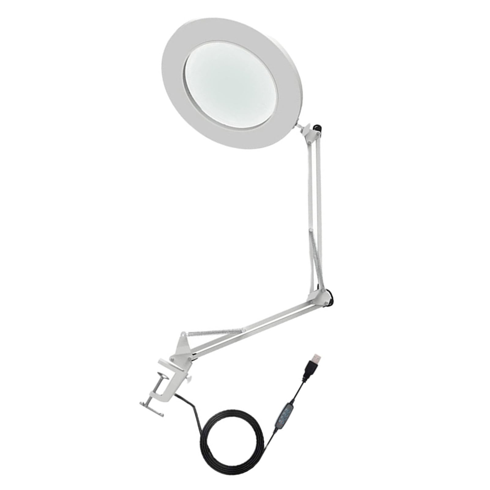 AMONIDA Lupa LED 10X con Brazo Flexible de Brillo Ajustable para Tareas Detalladas en el Banco de Trabajo, 1 Unidad (White)