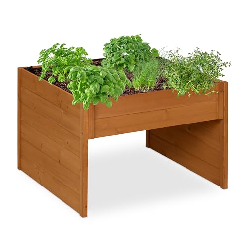 Relaxdays Garaje para Robot Cortacésped, Cubierta de Madera, 52,5 x 79 x 74 cm, Maceta, Cobertizo para Segadora, Naranja, 10% Fieltro 90%