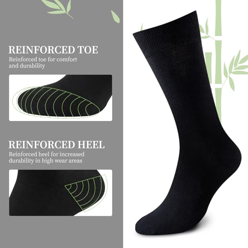 Image of Niorasen Mens Dress Socks, 6 Pairs Soft Breathable Bamboo Rayon, Classic Mid Calf Socks for Men with Box,Valentines Day