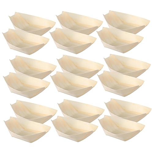 OFFSCH Boat Shape Serving Plates 300pcs Sushi Serving Trays Wood Material No Dye