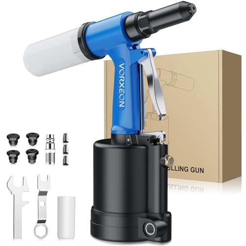 VORXEON Remachadora Neumática con 4 Boquillas 2.4mm 3.2mm 4mm 4.8mm 1408KGF Pistola de Remachadora Hidraulica para Automóviles Coche Garaje Barco