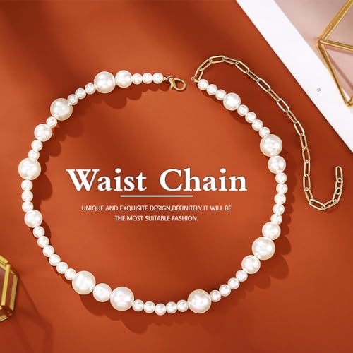 JEWEKY Boho Pearl Waist Belt Chain Summer Beach Beaded Belly Chains Body Accessories for Women2