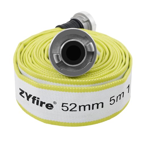ZYfire Feuerwehrschlauch 52mm x 5m | 2 Zoll Feuerschlauch mit C-Storz Kupplung | flexibler Wasserschlauch für Feuerwehr Industrie und Garten | Flachschlauch mit 10 Bar Betriebsdruck | TPR-Innenfutter