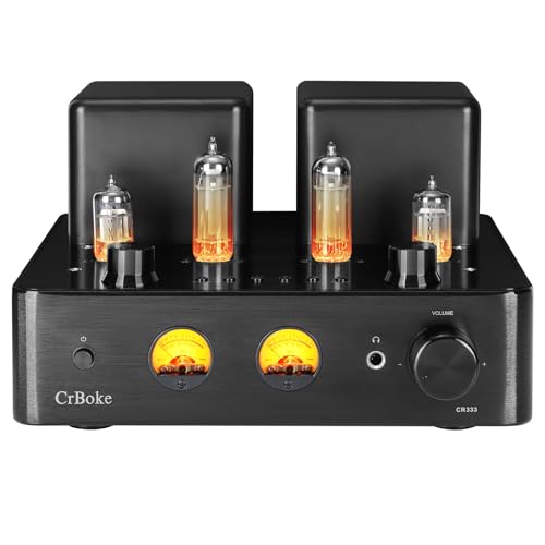 CrBoke Tube Amplifier, Stereo Vacuum Tube Class A/B Amplifier,Integrated Amplifier with Bluetooth 5.0,Subwoofer Output, Headphone Output, Record Player Phono Preamp and USB DAC