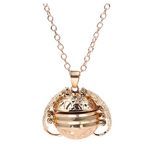 Expanding Photo Locket Necklace, Foldable Multi Layer Necklace Pendant, Photo Necklace Love Heart Pendant Ball, Angel Wings Ball Pendant Charms, Memorial Gifts for Women Girls (Gold)