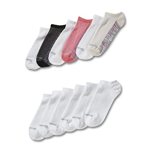No Nonsense womens Green Threads No Show Liner Sock, 12 Pair Pack Casual Socks, Assorted 3: White/Black/Pink/Tan, One Size US