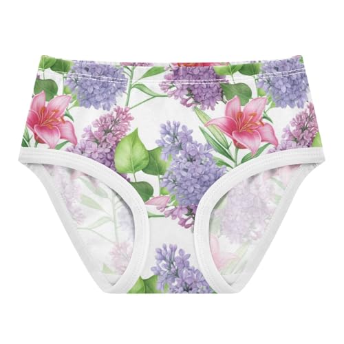 Joisal Colorful Lilies Lilac Flowers Little Girl Panties Toddler Underwear Floral Cotton Fun Print Underpants Briefs 2t