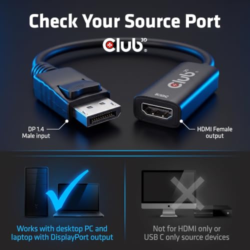 Image of Club 3D DisplayPort 1.4 to HDMI Active Adapter 8K 60Hz 4K 120Hz CAC-1088