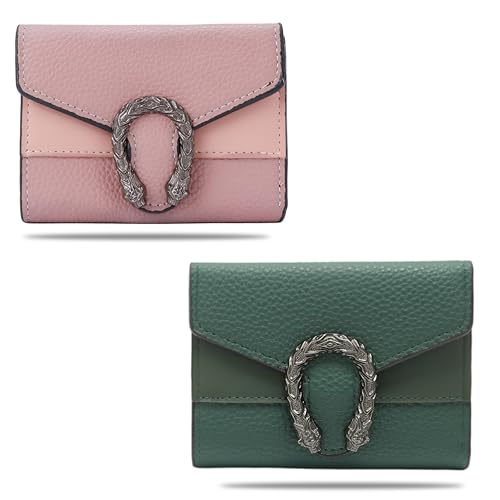 Image of Kraptick Women s Wallet Stylish Compact Purse Clutch with Card & Coin Holder Debit Card Organizer, Travel Wallet & Money Organizer for Women with 8 Card Slots (Pink & Green) (Combo of 2)