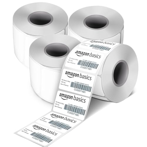 Image of Amazon Basics 70gsm Thermal Label Printer Paper - 2 inch x 1 inch (50 x 25 mm)| Ideal for Barcode, Product, Inventory, Price, and Transparency Labels - 1000 Labels per Roll (Pack of 4)