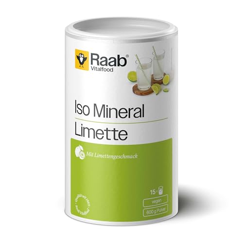 Raab Vitalfood Iso Mineral Limette, isotonisches Getränk, Getränke-Pulver, leicht löslich, isotonisch, vegan, glutenfrei, mit Acerola 1er Pack (600 g Dose)