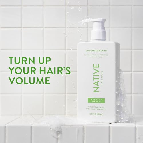 Native Shampoo and Conditioner Contain Naturally Derived Ingredients | All Hair Type Color & Treated From Fine to Dry Damaged, Sulfate & Dye Free - Cucumber & Mint, 16.5 fl oz each (2 pack)