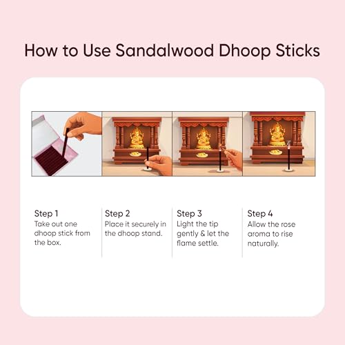Image of Pure Rose Dhoop Sticks I Bambooless & Charcoal-Free | 40 Long Sticks with Dharma Rath Chakra Dhoop Stand | Pure Natural Rose Chandan Aroma for Pooja, Meditation & Havan