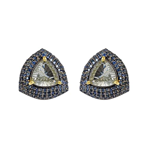 Boucles d'oreilles améthyste saphir bleu argent 925 anti-ternissement pour peaux sensibles