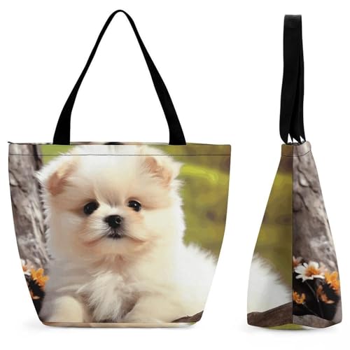 Tote Bag for Women Shoulder Bag Cute Dog Handbags for Travel Work Beach Bag