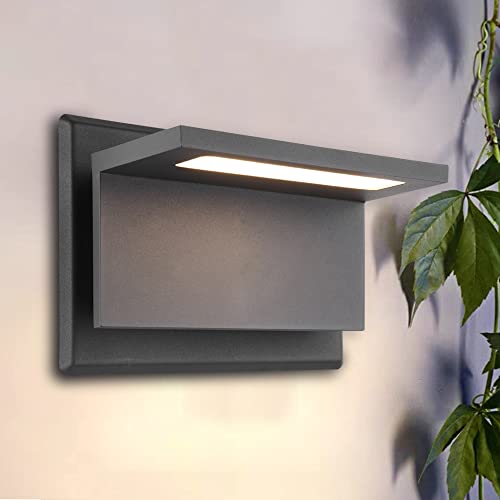 Inowel Wall Light Outdoor Led Wall Mount Lamp Modern Wall Sconce Lighting Lantern Fixture Grey Aluminum Lights For Porch Front Door Garden Yard Patio Ip54 Waterproof 10W 680Lm 3000K #TOP6