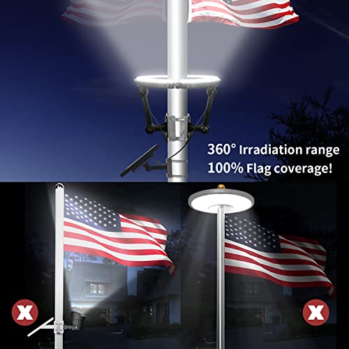 Rayslit 8009 Flagpole Solar Light 4640 Lumen 12000Mah Rechargeable Battery Flag Pole Light Solar Powered 32 Brightest Led Outdoor Waterproof Fits Diameter 2-6 In Flagpoles Work Up To 16 Hours Flag Lights thumb #2
