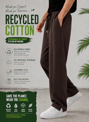 Image of ENDEAVOUR WEAR Men's Baggy Oversized Track Pants | Premium Cotton Rich Fabric | Straight Loose Fit Non-Cuffed | Gym, Streetwear & Casual Comfort Track Pants Lounge Pants