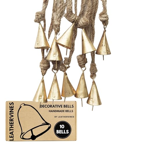 Rustic Metal Cow Bells with Jute Rope for Christmas Decor, 4 Cm (Vintage Style) Cone Pack of 10