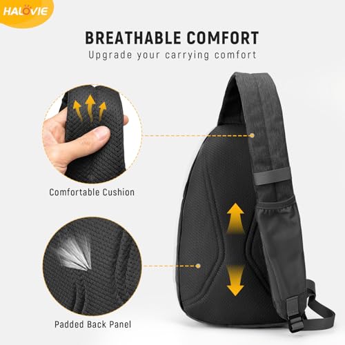 HALOVIE Anti Theft Crossbody Sling Bag RFID Travel Sling Backpack Lightweight Hiking Shoulder Chest Bag for Walking Work4