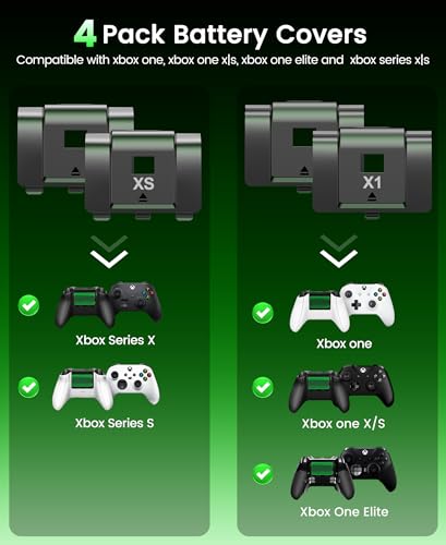 Image of Svetaecho for Rechargeable Xbox Controller Battery Pack - 2x4800mWh Long-Lasting Battery with 4 Back Covers, USB-C Fast Charging Compatible with Xbox Series X|S / Xbox One / Elite Controller