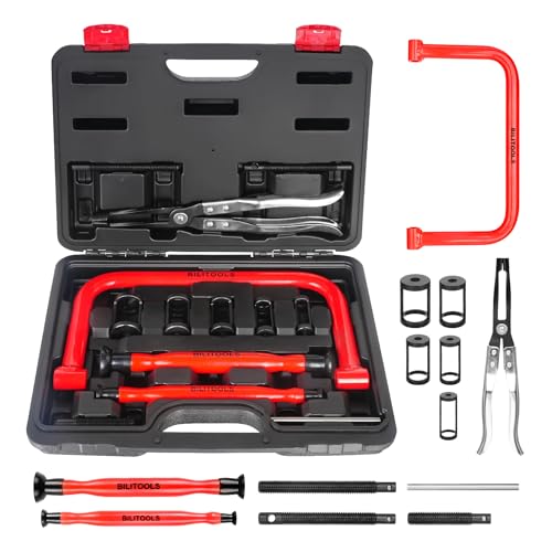 BILITOOLS Compresseur de Ressort de Soupape – Jeu de 13 Outils avec Pince à Joint de Tige et Rectifieuse, pour Petits Moteurs et Moto
