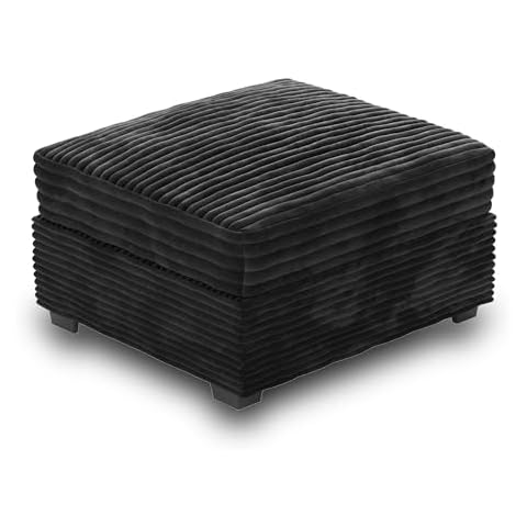 HOOOWOOO Modular Sectional Sofa Couch Matching Ottoman Seat Table Footrest(Black Velvet Corduroy) Cover