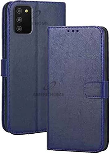 Image of Inside Rubber TPU with Card Pockets Magnetic Closure Protection Compatible with Samsung Galaxy M02s, SM-M025FZBEINS (Blue)
