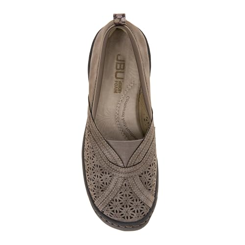 JBU by Jambu Women's Florida Loafer Flat, Mocha Shimmer, 9.5 A woman wearing the Florida Loafer Flat with a casual outfit, illustrating its versatility and effortless style