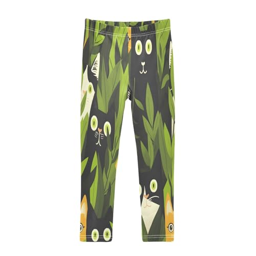 Toddler Girls Leggings Printed Yoga Pants Leggings Black White Cat Grass for Kids