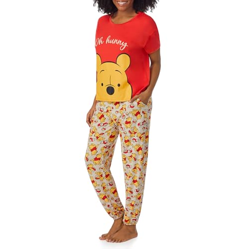 Image of Richard Leeds International Womens 2 Piece PJs Set - Disney | Hello Kitty | Snoopy - Short Sleeve Top & Jogger Lounge Sets
