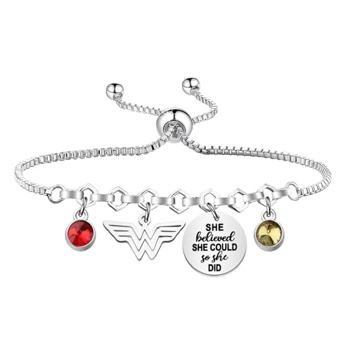 Lywjyb Birdgot Superwoman Inspired Bracelet She Believed She Could So She Did jewelry Woman Hero Movie Gift (She Believed Superwoman Br)