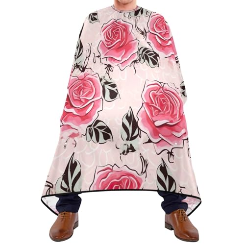Capa profesional para corte de cabello con estampado floral, impermeable, con cierre ajustable de broche, para peluquería y barbería