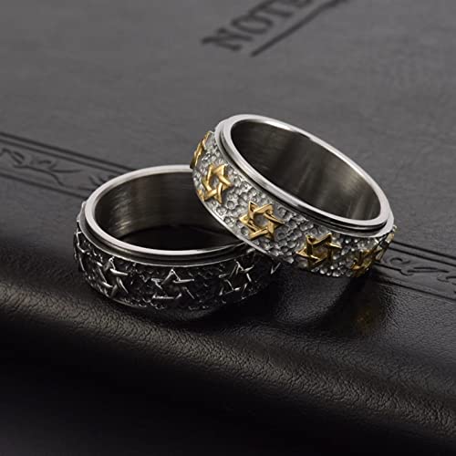 Meilord Vintage Star of David Spinner Ring Hexagram Jewish Israel Six Pointed Rotable Spins Ring Fidget Rings Relieve Stress Titanium Stainless Steel Rings - Thumbnail 4